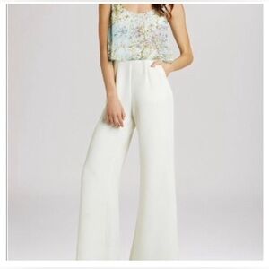 BCBGeneration Floral Top White Wide Leg Jumpsuit